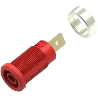 שקע בננה 4MM להברגה לפנל - בידוד אדום - TENMA 72-14184 TENMA