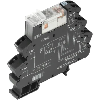 ממסר אלקטרוני עם תושבת לפס דין - 24VAC ~ 230VAC DPDT 8A WEIDMULLER