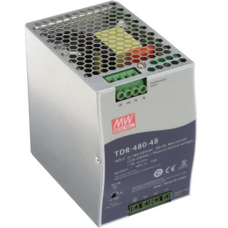 ספק כוח AC/DC לפס דין - 480W - 340V~550V ⇒ 48V / 10A MEAN WELL