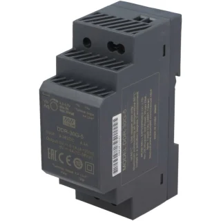 ממיר מתח - 30W , 9VDC ~ 36VDC ⇒ 5VDC , 6A MEAN WELL