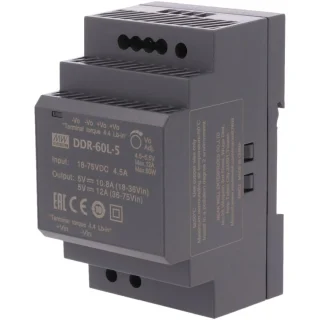 ממיר מתח - 60W , 9VDC ~ 36VDC ⇒ 12VDC , 5A MEAN WELL