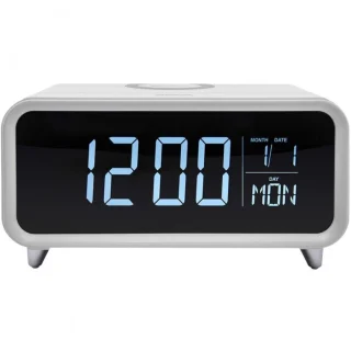 שעון מעורר שולחני עם משטח טעינה אלחוטית - GROOV-E GV-WC01-WE GROOV-E