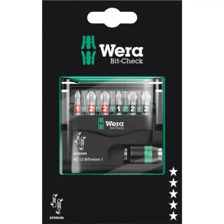 סט ביטים מקצועי - 12 יחידות - WERA BIT CHECK 12 BITORSION 1 SB WERA