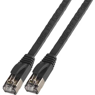כבל רשת יצוק מסוכך - FLAT CAT6A 15M - בידוד שחור PRO-SIGNAL