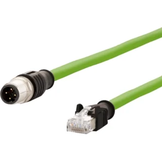 כבל תקשורת לסנסורים - זכר M12 - ארבעה מגעים - 5 מטר METZ CONNECT