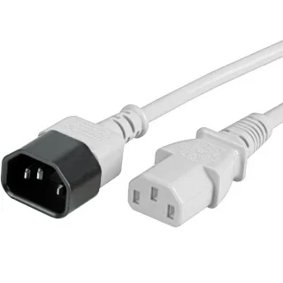 כבל חשמל יצוק - בידוד לבן - IEC C14 ~ IEC C13 - 10A - 250V - 2M PRO-ELEC