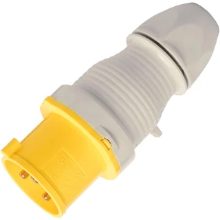 מחבר חשמל תעשייתי צהוב - זכר לחיבור לכבל - 2P+E , 110VAC , 32A WALTHER