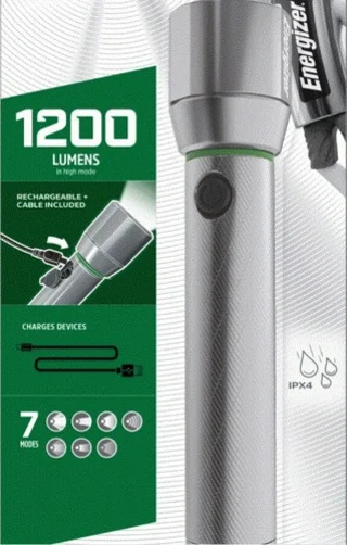 פנס נטען / טוען מאלומיניום מוקשח 1200 לומן ENERGIZER ENERGIZER