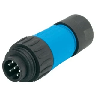 מחבר תעשייתי C016 - זכר להלחמה לכבל - 6 מגעים + הארקה AMPHENOL