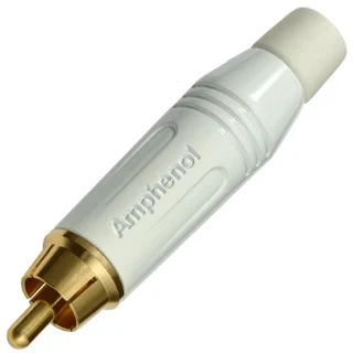 מחבר RCA זכר להלחמה לכבל - לבן - AMPHENOL AMPHENOL AUDIO